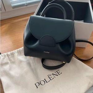 Polene Black Leather Mini Crossbody with Gold Hardware🖤